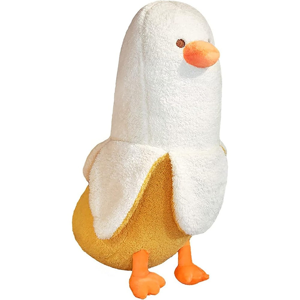 PEACH CAT banana duck plush toy front view showing cute white face