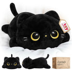 Mewaii black cat plush pillow front view
