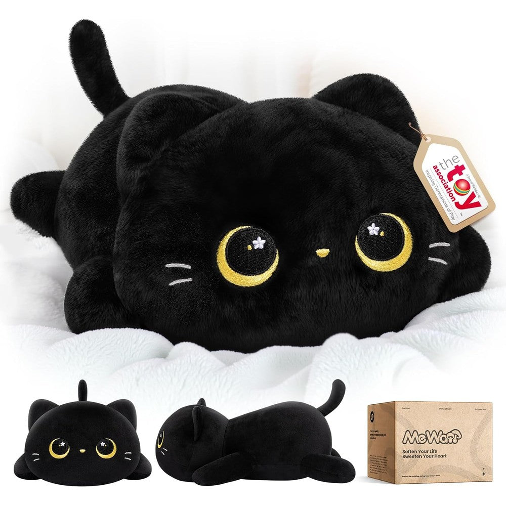 Mewaii black cat plush pillow front view