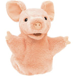 Folkmanis Little Pig Hand Puppet front view showing soft pink plush fabric