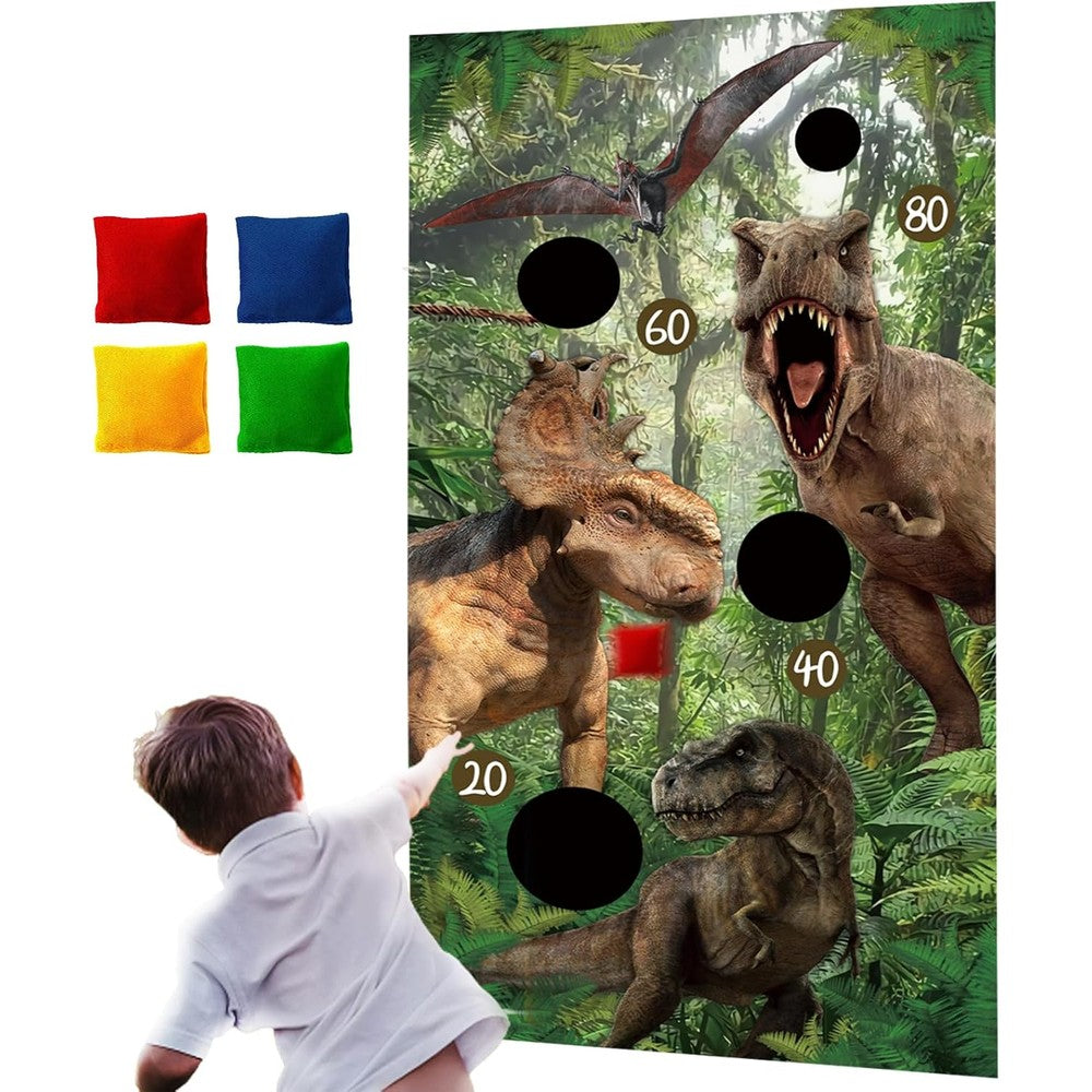 Jamonxi dinosaur bean bag toss game banner front view