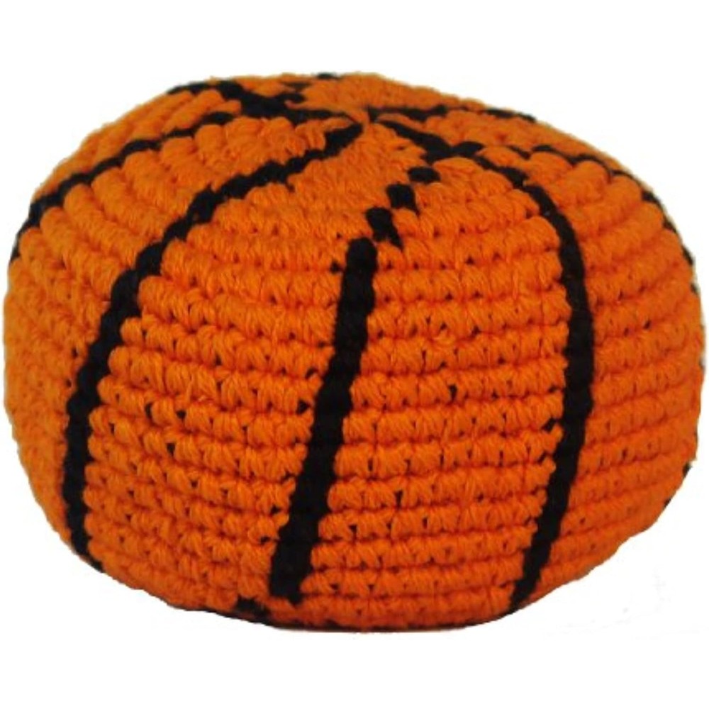 Hacky Sack basketball design handmade crochet footbag front view