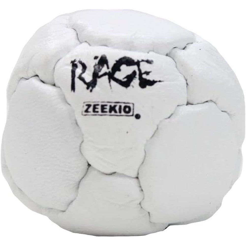 Zeekio The Rage genuine leather footbag white front view high-quality hacky sack