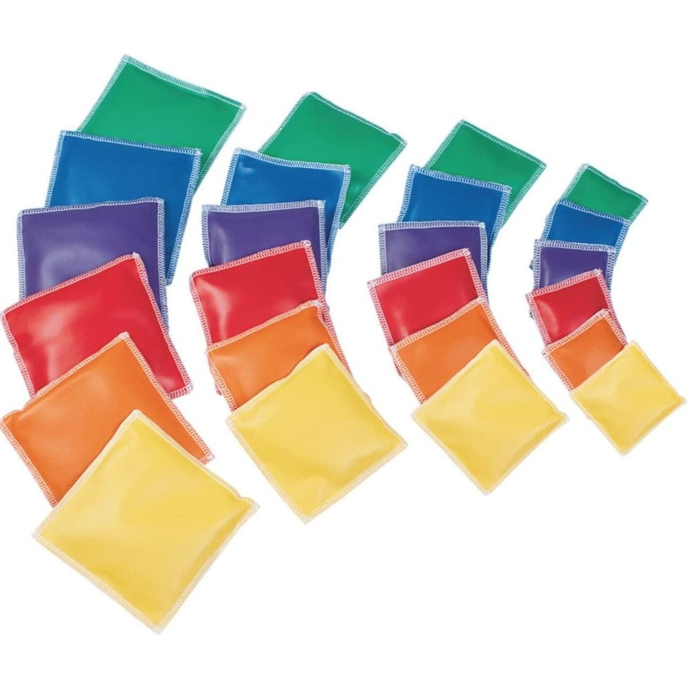 S&S Worldwide Spectrum Vinyl Square Beanbags front view showcasing twelve colorful tossing bags.