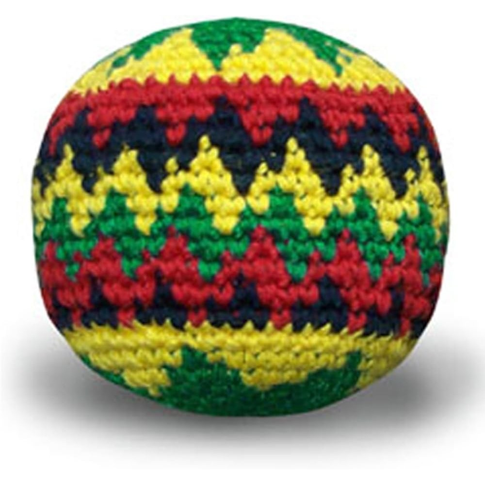 World Footbag Rasta Hacky Sack front view authentic crocheted design