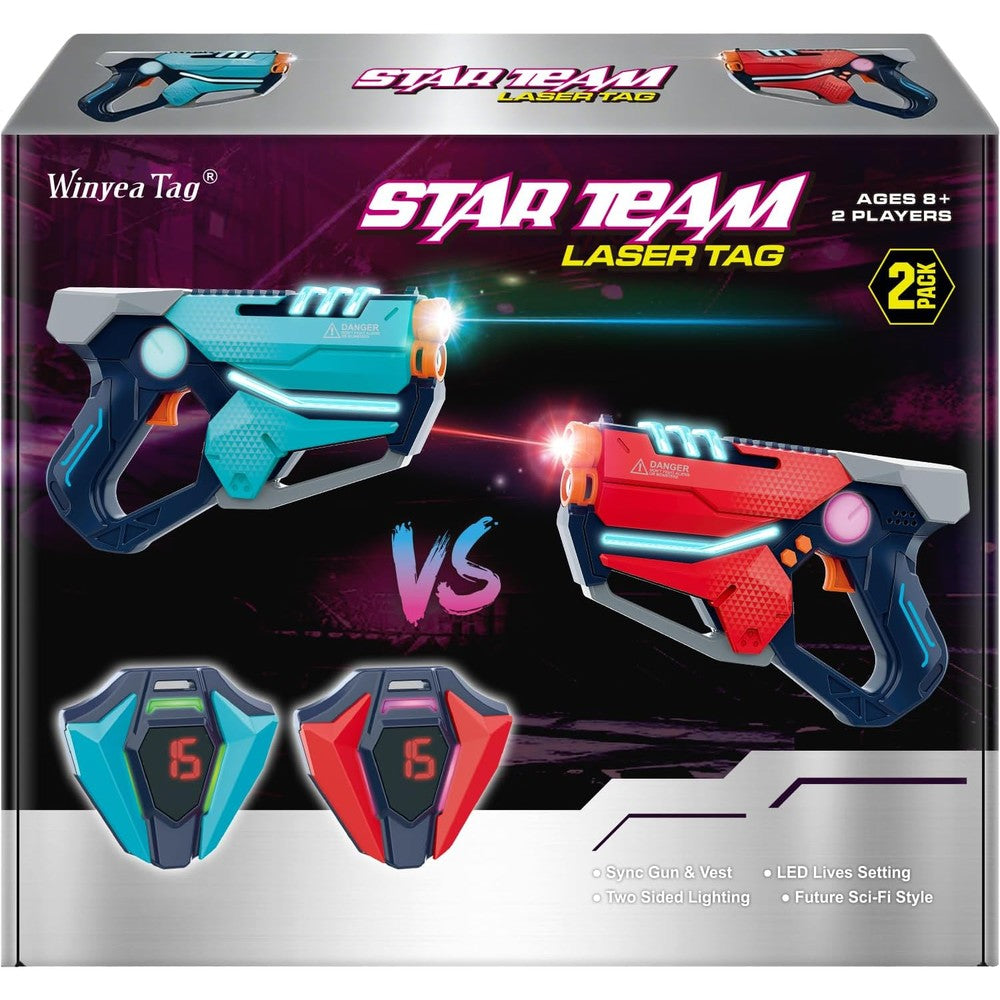 TG Blocks laser tag set of two with sci-fi blasters and vests