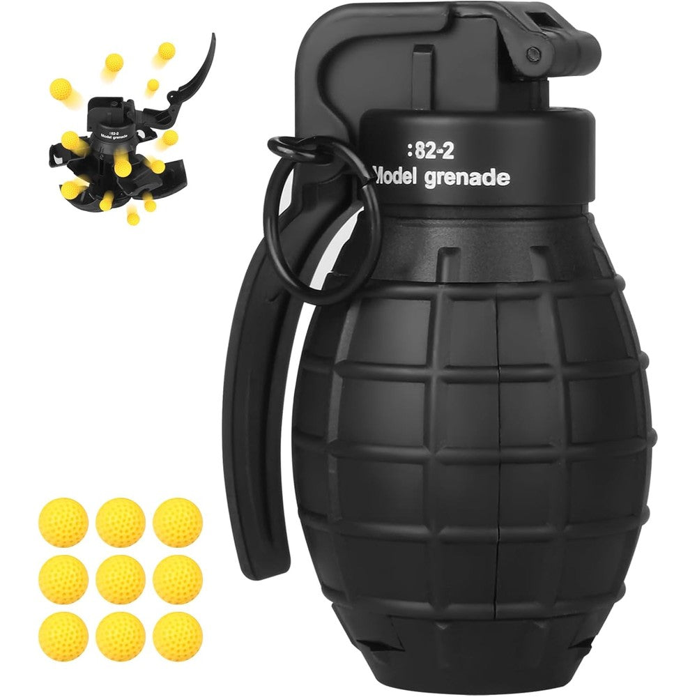 Tomatong toy hand grenade black front view with tactical safety pin
