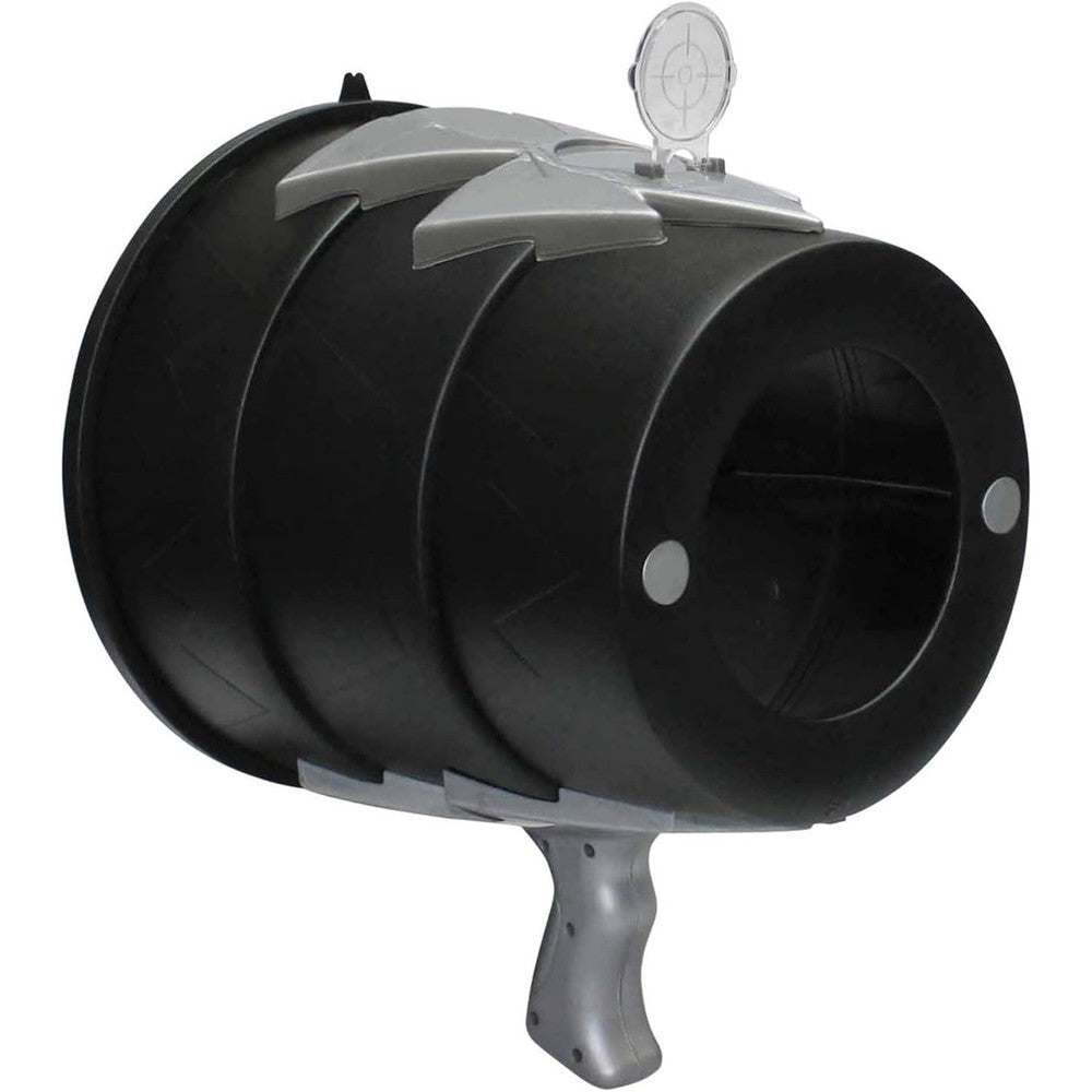 Toysmith Can You Imagine Airzooka Toy front view of the black and silver hand held air blaster cannon