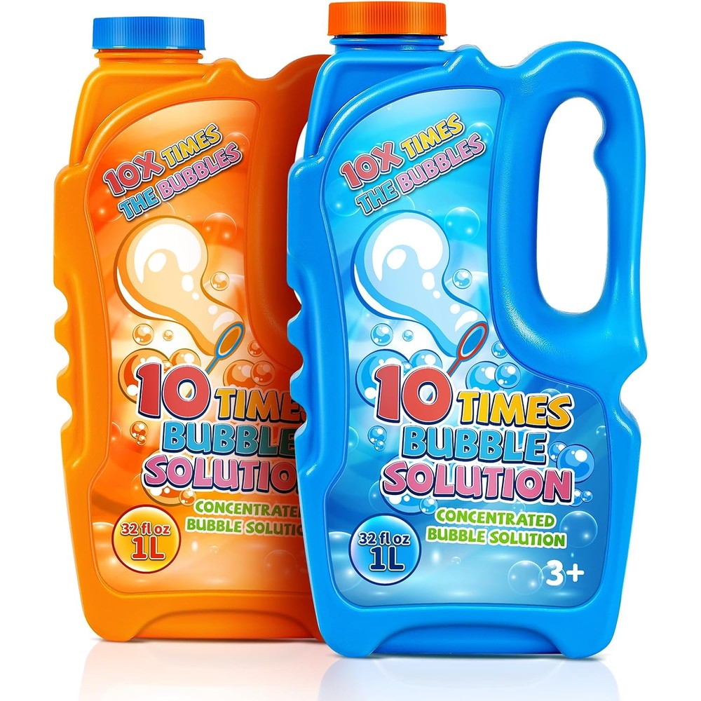 ShyLizard Bottles Bubbles Refill Solution front view of the two pack blue plastic bottles for outdoor toys.