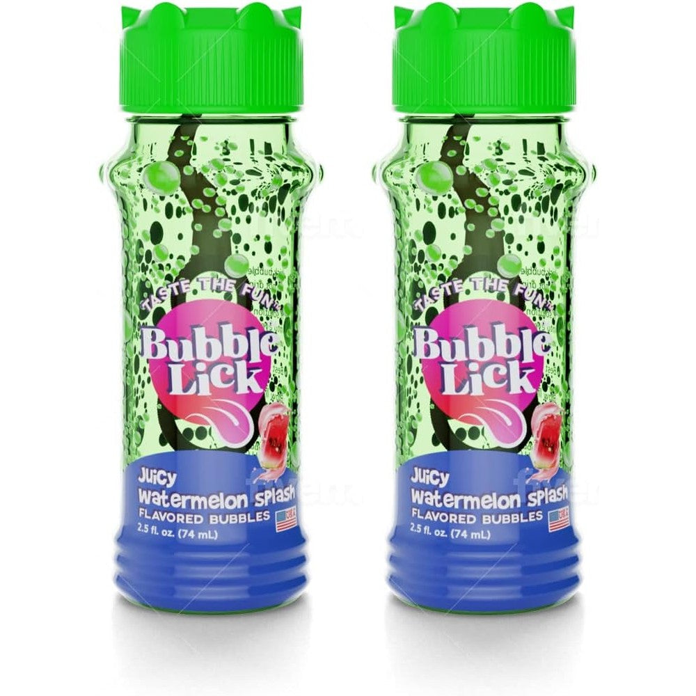 Streax BubbleLick edible watermelon bubbles front view of two pack bottle packaging