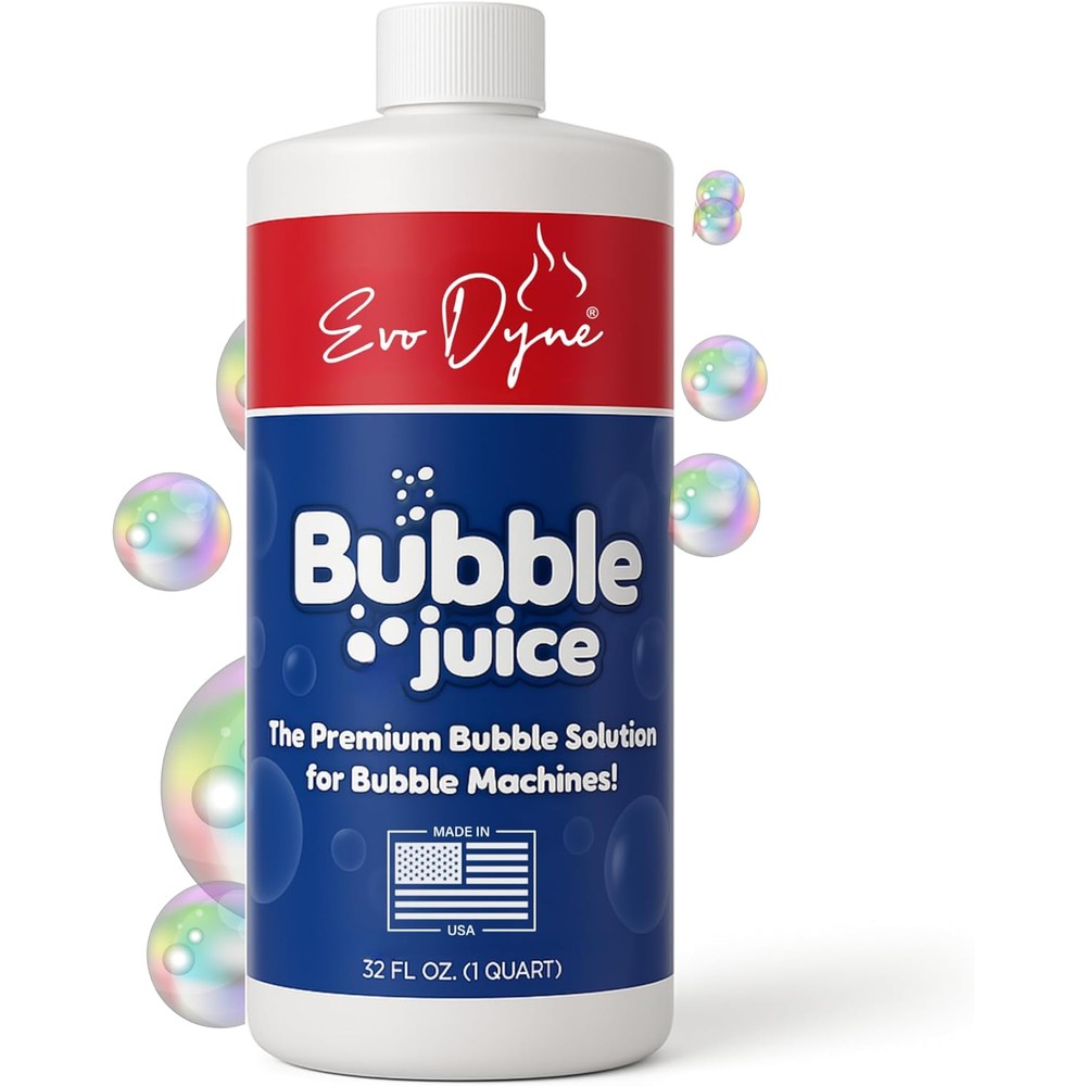 Evo Dyne Bubble Solution 32 fluid ounce bottle front view for premium outdoor party entertainment