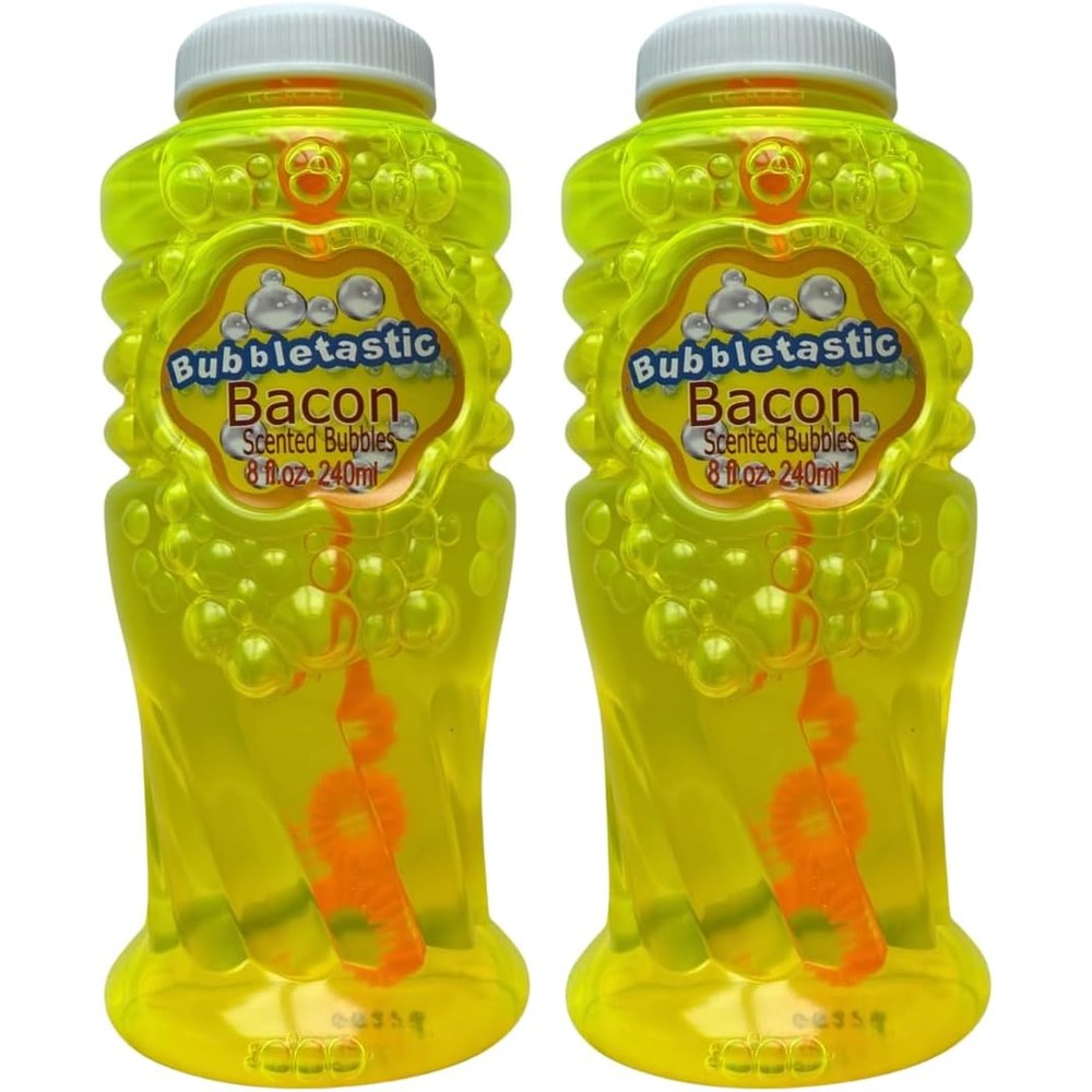 Bubbletastic Bacon Scented Dog Bubbles front view of two pack packaging