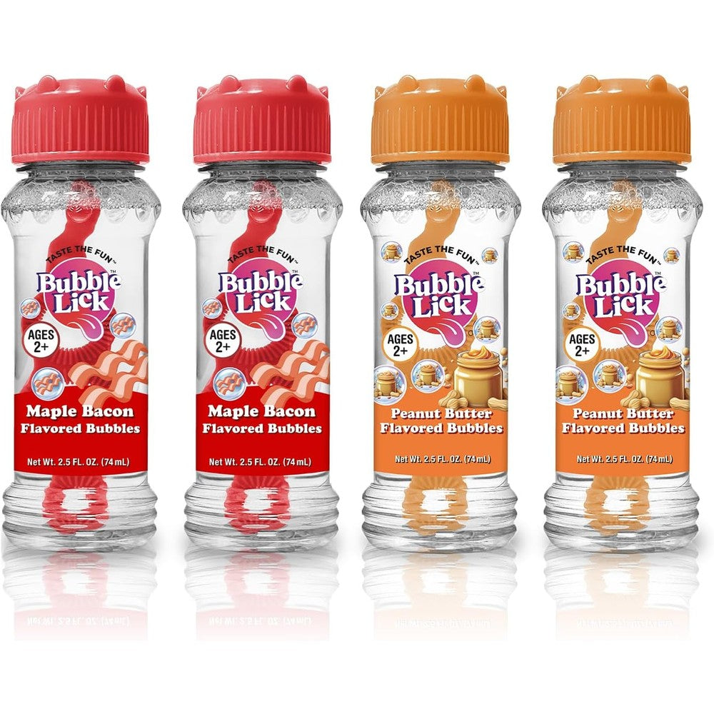 BubbleLick Pet Bubbles Variety Pack front view of 4 pack bottles