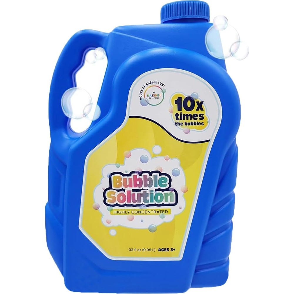 The Dreidel Company concentrated bubble solution front view bottle showing dilution instructions.