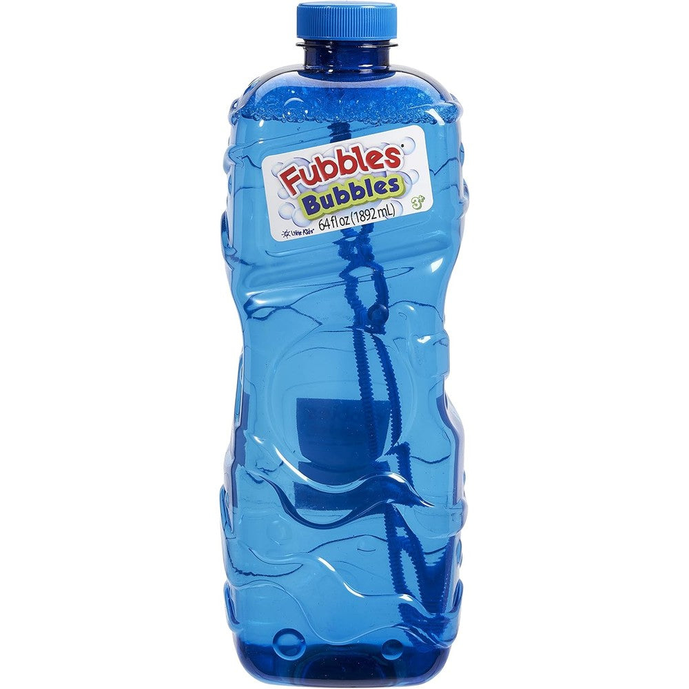 Little Kids Fubbles Premium Bubble Solution front view showing blue bottle and cap
