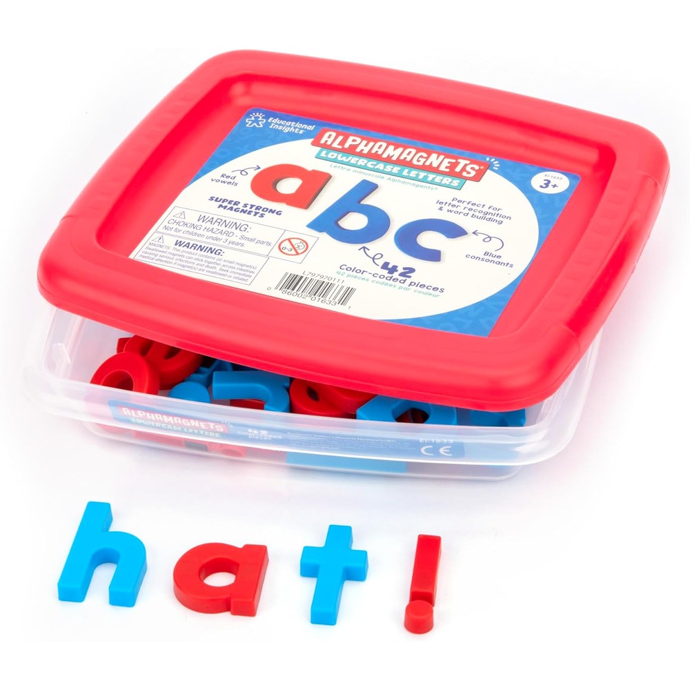 Educational Insights AlphaMagnets set front view in storage tub