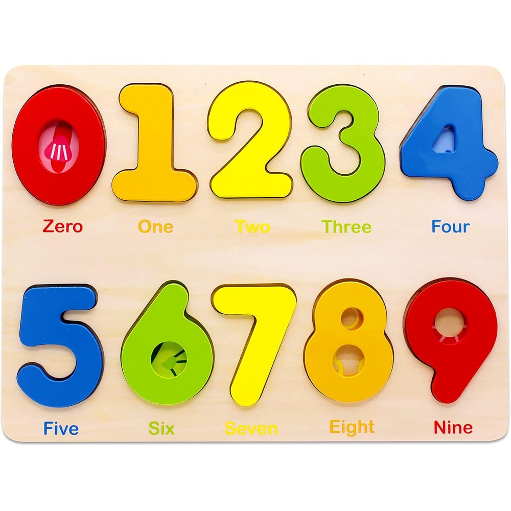 Aile wooden preschool number puzzle front view for toddlers