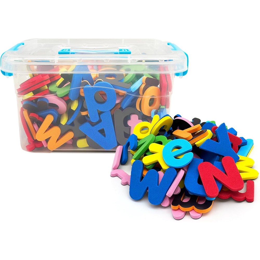 UJL classroom magnetic alphabet letters kit front view showing the full storage box with blue handles