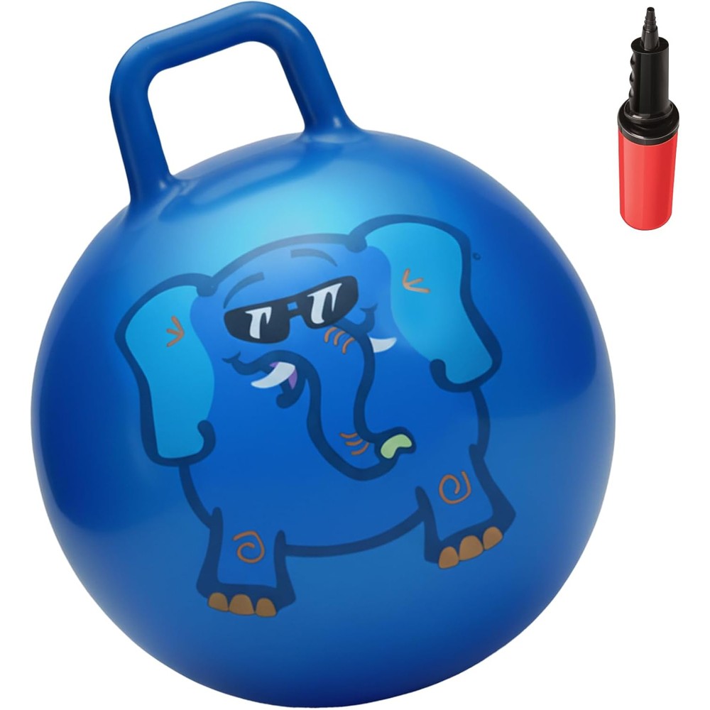 WALIKI Hopper Ball blue jumping toy front view showing cartoon elephant design