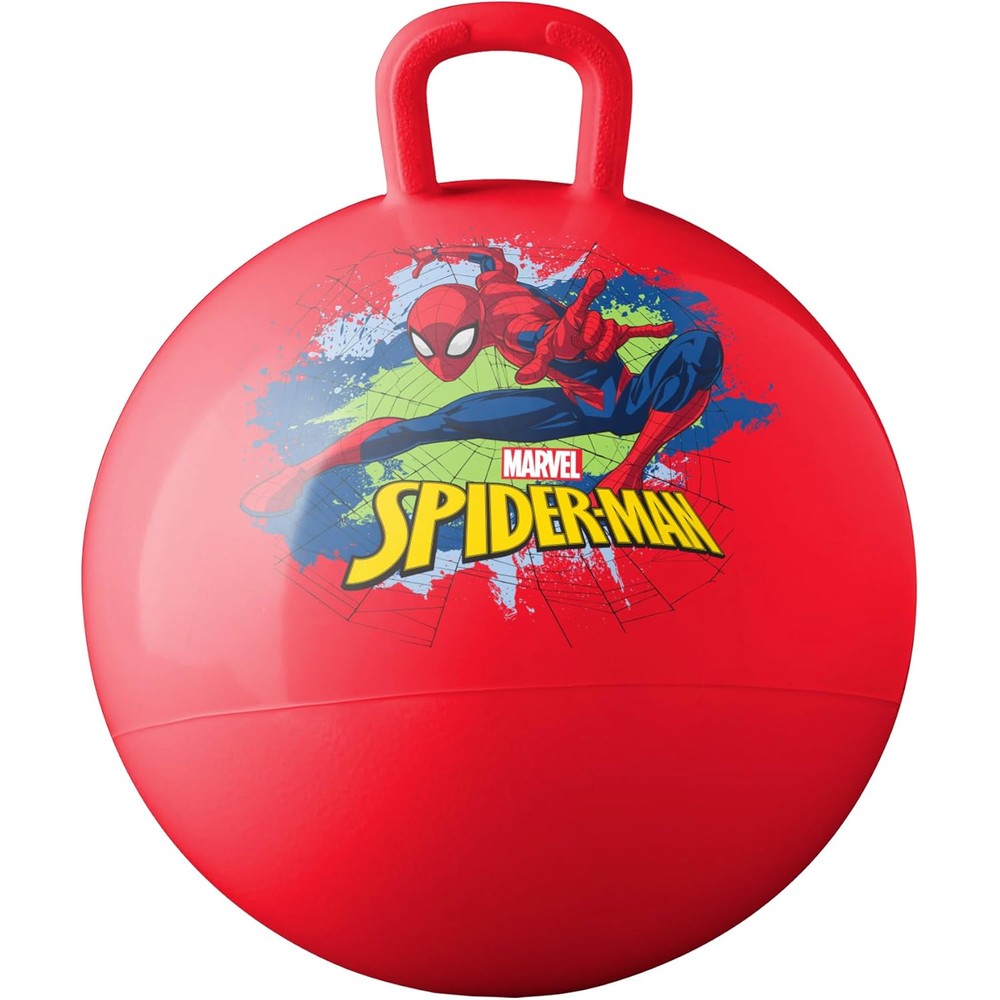 Hedstrom Marvel Spiderman 15 Inch Hopper Ball front view showing superhero graphics