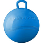 Hedstrom Blue Fifteen Inch Hopper Ball front view inflated on a clean background.