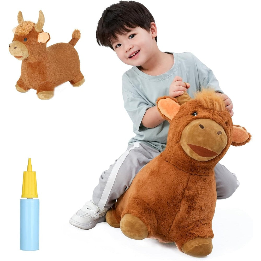 INPANY Bouncy Bull toddler plush cow hopper ride on toy front view