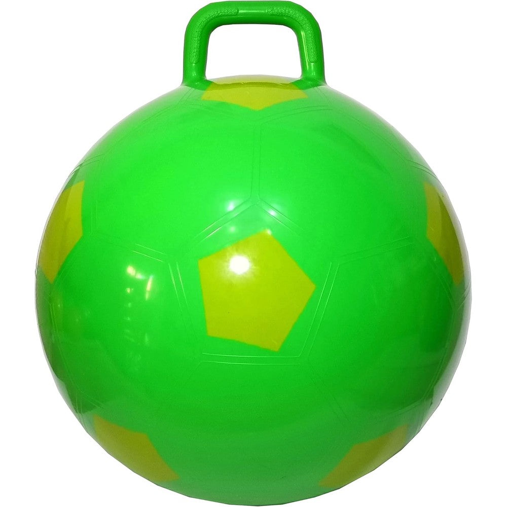 AppleRound Space Hopper Ball green soccer style front view with handle