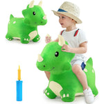 iPlay, iLearn Bouncy Pals Dinosaur Hopper Toy green triceratops front view
