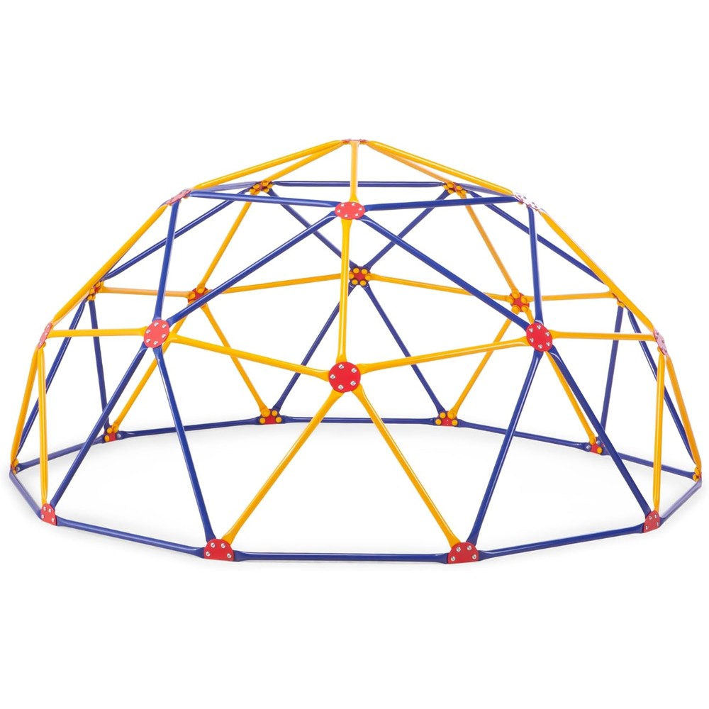 Easy Outdoor Space Dome Climber front view showing colorful geodesic design for kids play