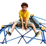JYGOPLA bungee net chair front view inside a backyard playground geometric climbing dome.