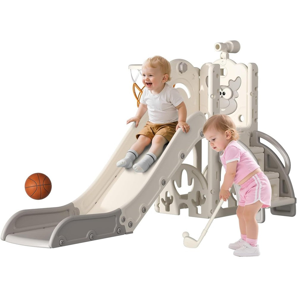 Bierum 6-in-1 toddler slide playset front view showing slide and climber