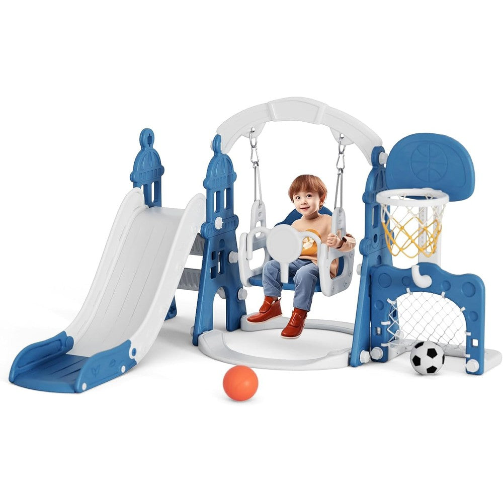 XJD 6-in-1 toddler slide and swing set front view