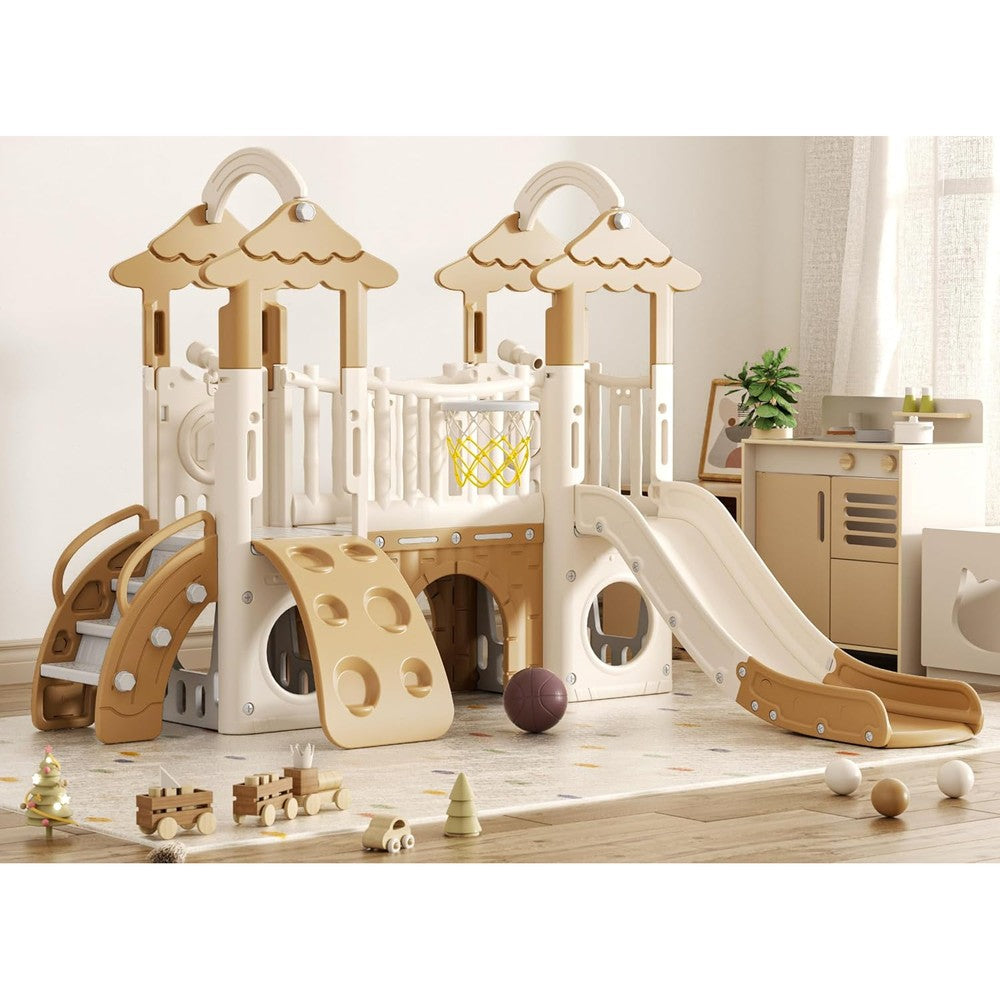 Korimefa 9-in-1 toddler slide playset front view