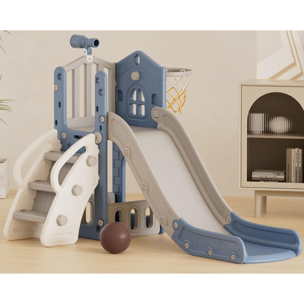 XJD 5 in 1 toddler slide blue front view indoor playset