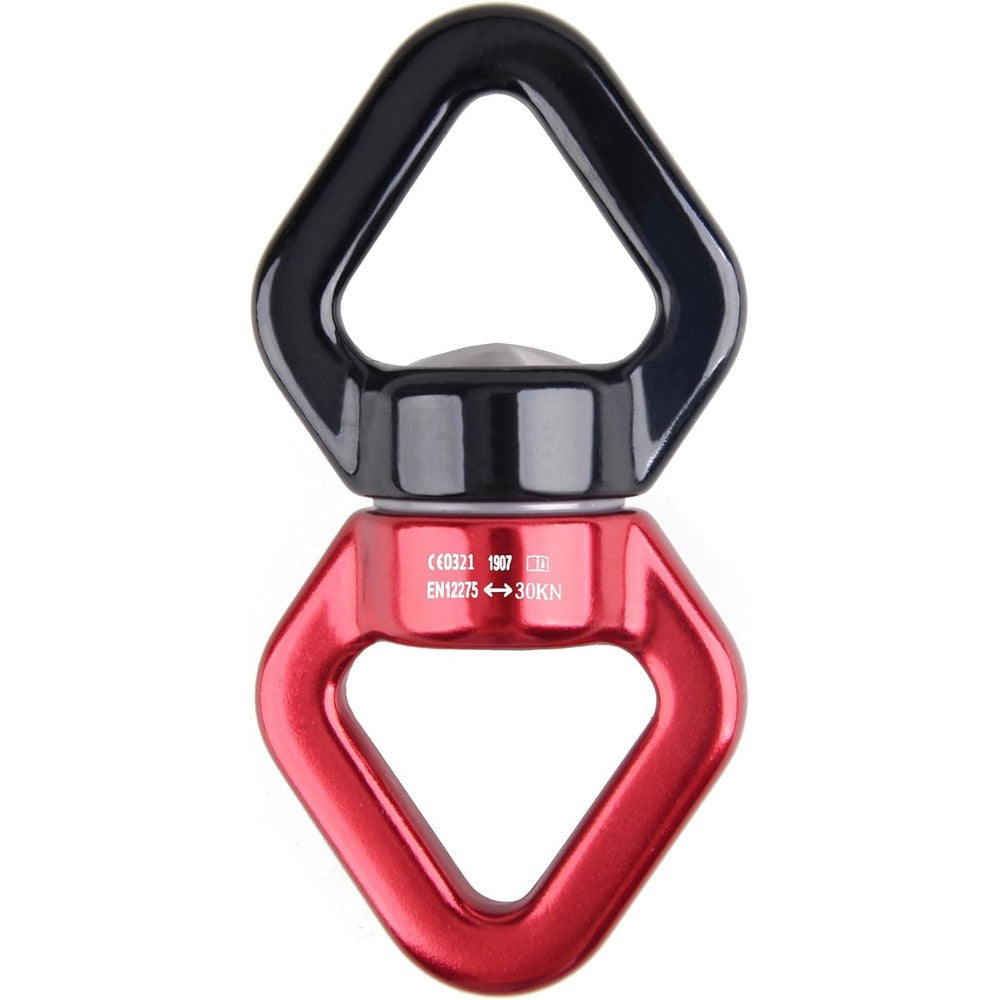 Azarxis 30kN tree swing swivel spinner front view showing red and black triangular design