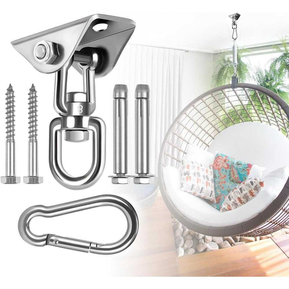 JACNITAD hammock hanging kit front view showing heavy duty stainless steel ceiling mount hook