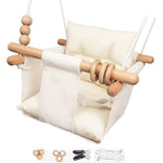 Tislly baby swing cream canvas front view hanging indoors