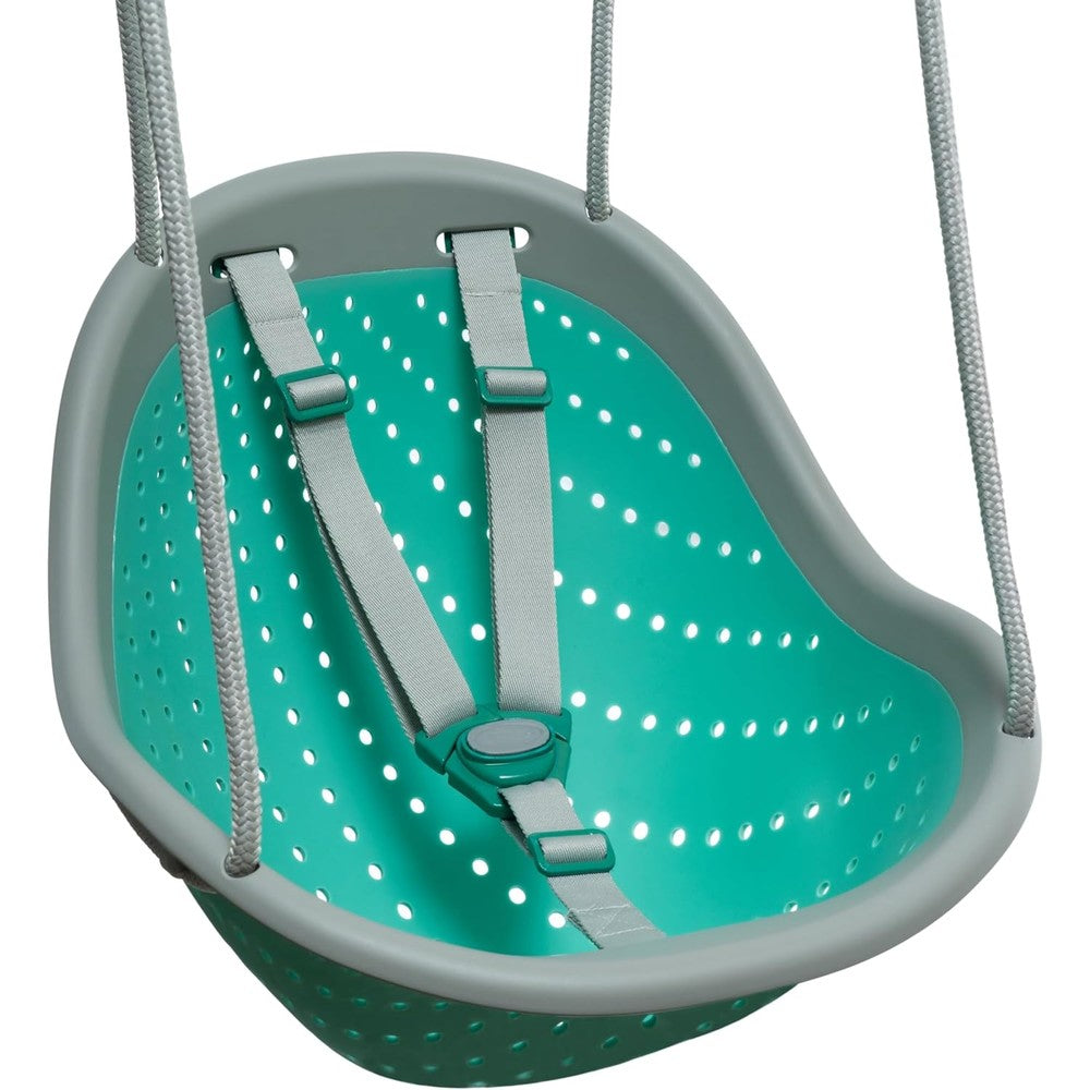 XDP Recreation Sweeng Child Swing Seat in teal color front view showing harness straps