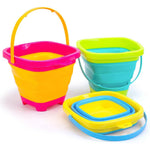 Shindel 3 piece foldable silicone bucket set front view