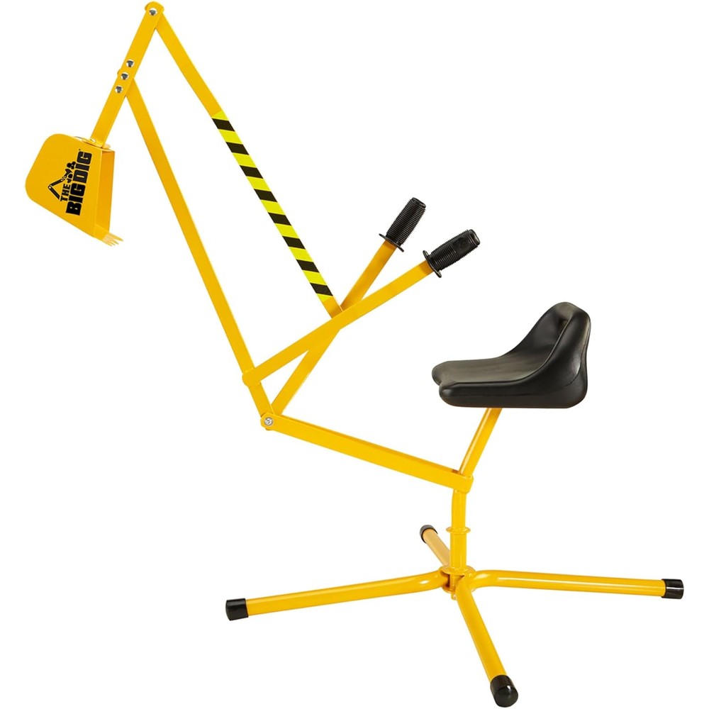 The Big Dig sandbox digger excavator front view yellow construction toy