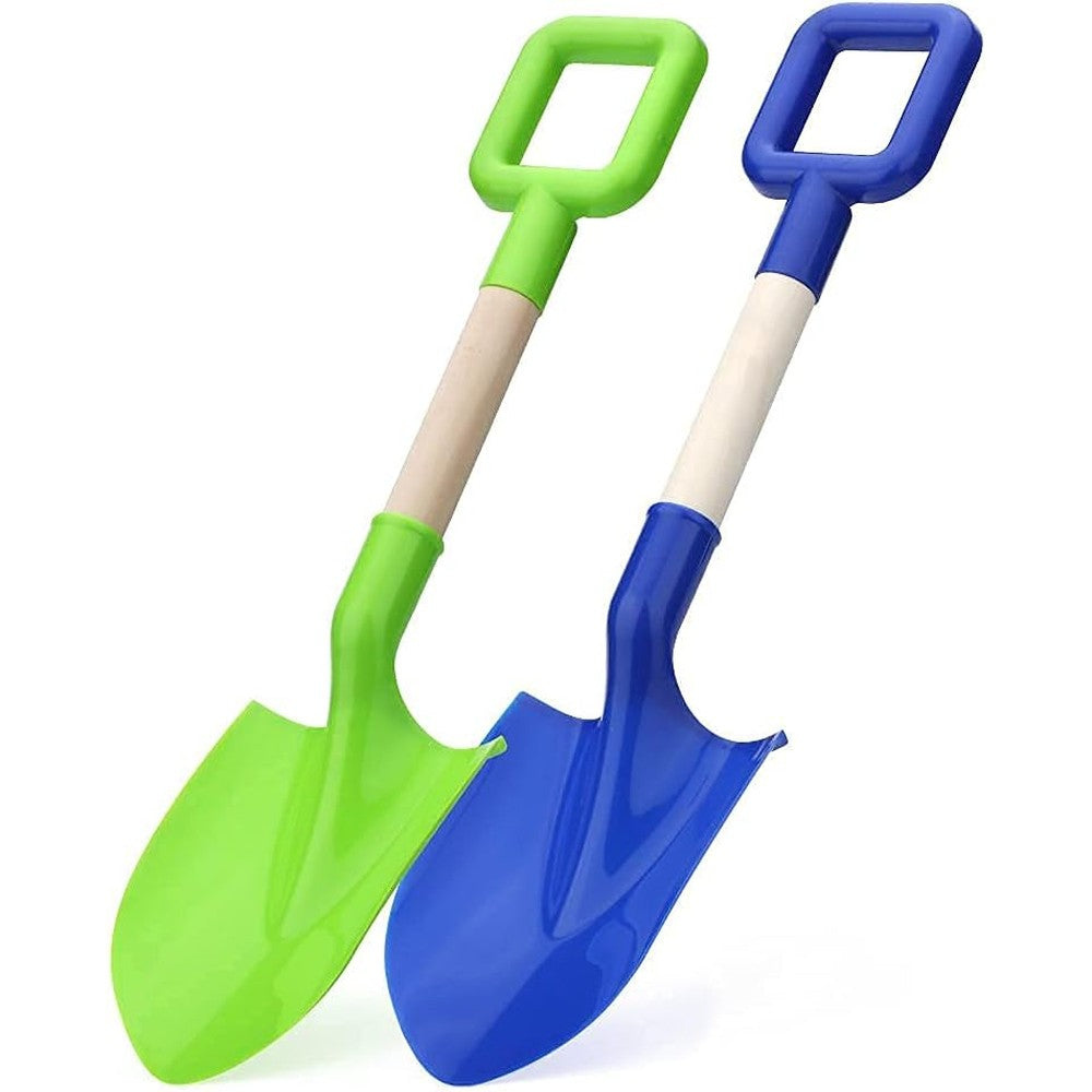 Anzmtosn kids beach spades and sand shovels front view showcasing blue and green colors