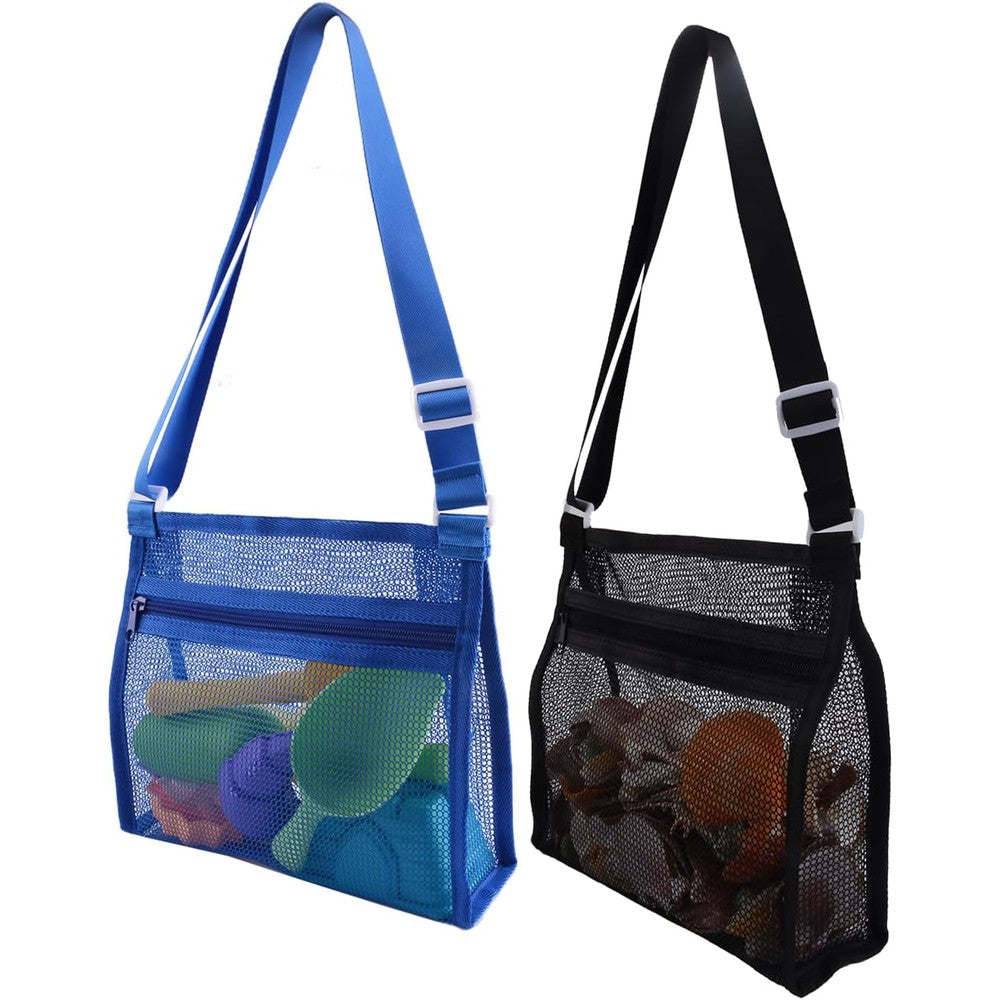 Muyizi mesh beach bag 2 pack front view for shell collecting