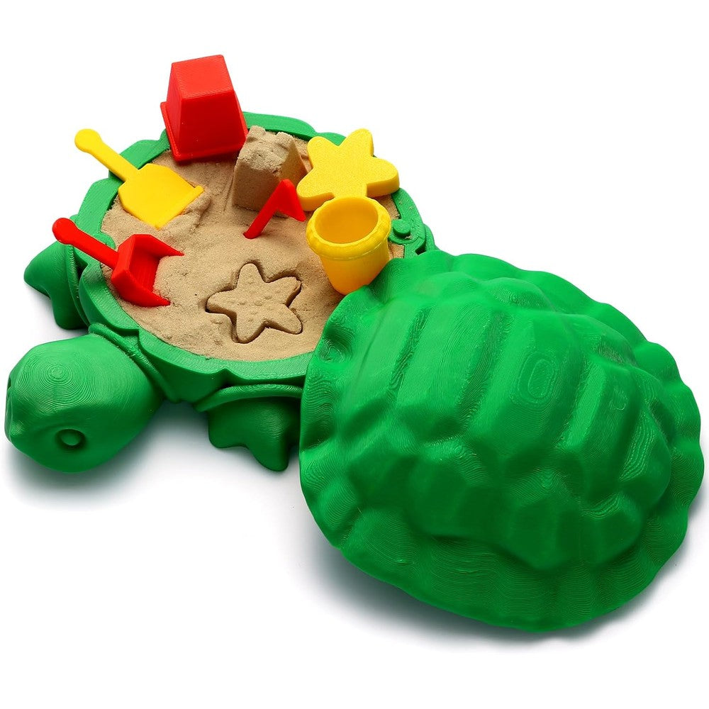 Eamc Xhxx mini desktop turtle sandbox on a wooden office desk