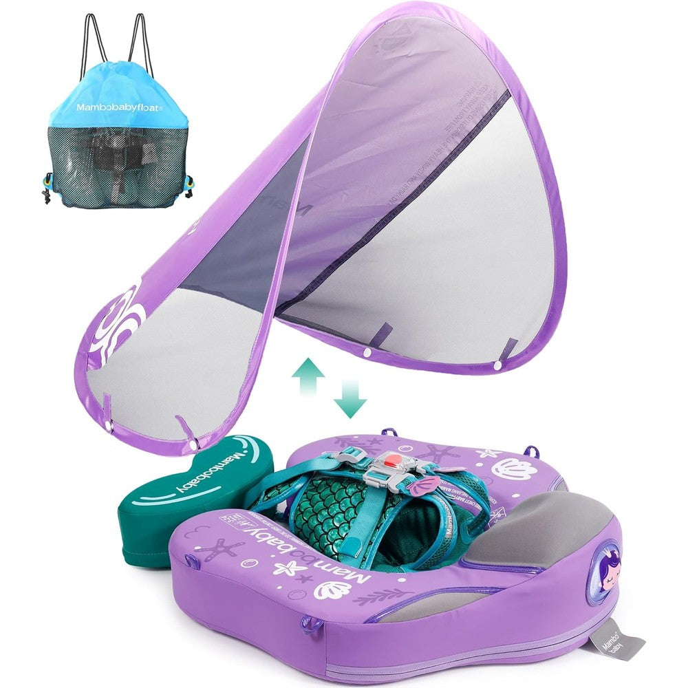 Heccei Mambobaby purple mermaid infant swim float front view