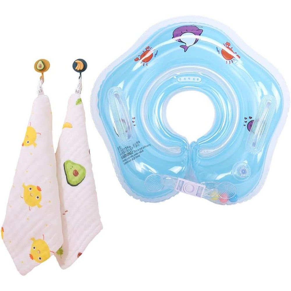 Intelligent inflatable swim float ring for baby blue front view