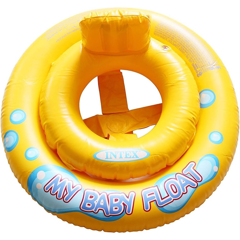 Intex My Baby Float yellow inflatable pool ring for toddlers front view