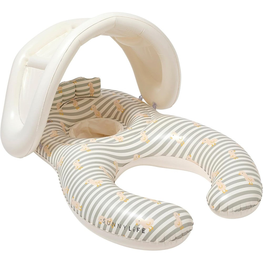 Sunnylife Float Together Baby Seat Duck Sage Stripe front view
