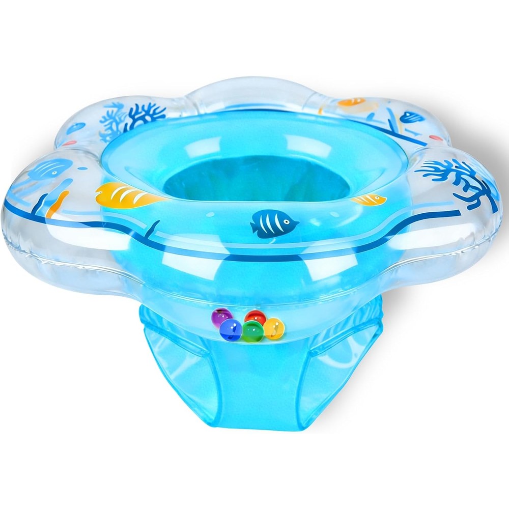 Hinzer inflatable baby pool float with safety seat and toy balls