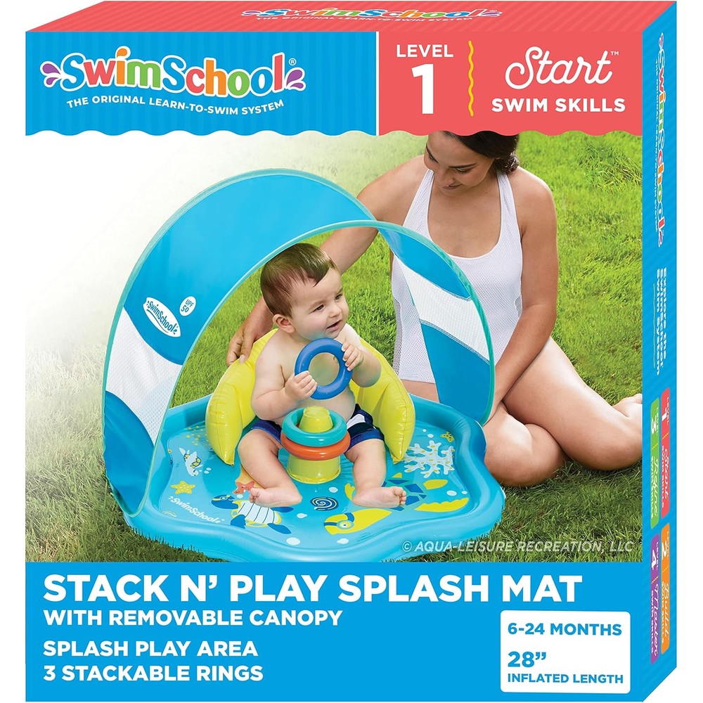 Swimschool Baby Splash Play Mat front view with canopy