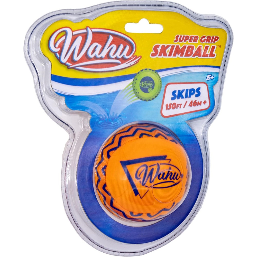 Wahu Super Grip Skimball front view of the orange water skipping toy showing textured pattern